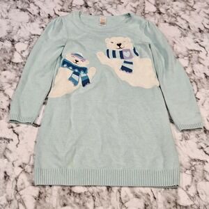 Gymboree Kids Girls Light Blue Polar Bear Sweater Dress Size 10 READ